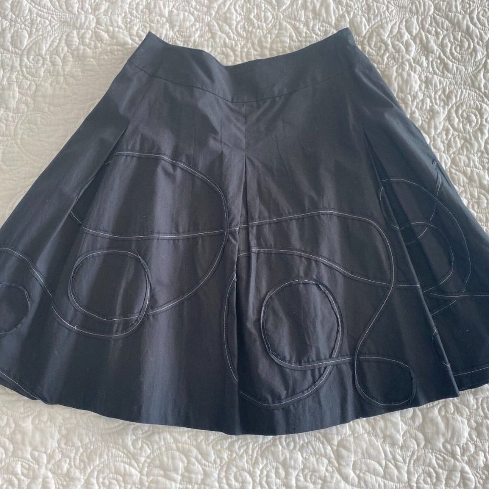 TALBOTS BLACK 10 Petite Cotton Lined A LINE SKIRT 10 EUC